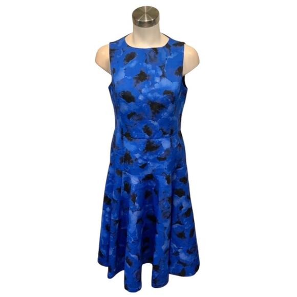 $2295 MICHAEL KORS COLLECTION Made in Italy Blue Black Floral Designer Dress 14 - Picture 7 of 15
